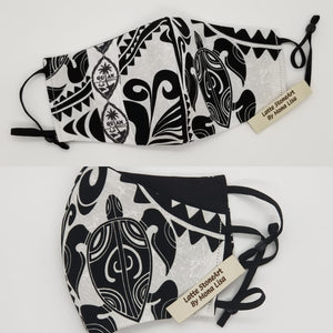 Face Mask ~ Guam Seal Accented Tribal White & Black